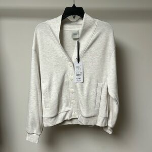 Varley celeste button through sweat ivory marl